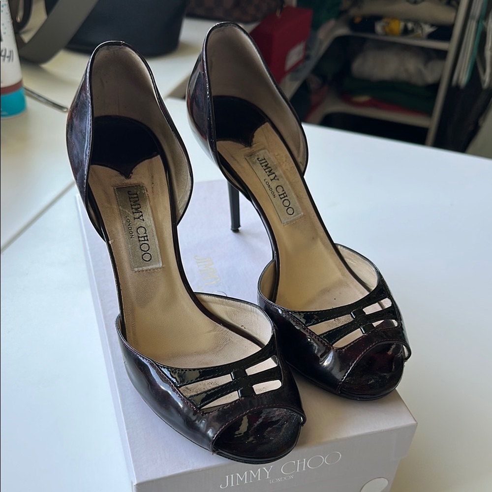 Jimmy Choo Black Peep Toe Heels